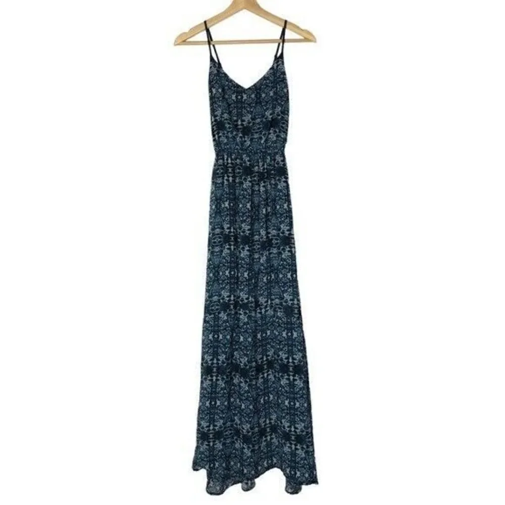Abercrombie & Fitch Blue Printed Fit & Flare Maxi Dress XS